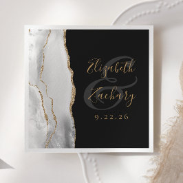 Guardanapo De Papel Casamento Escuro-Escuro-Escuro da Cinza Geode Bran