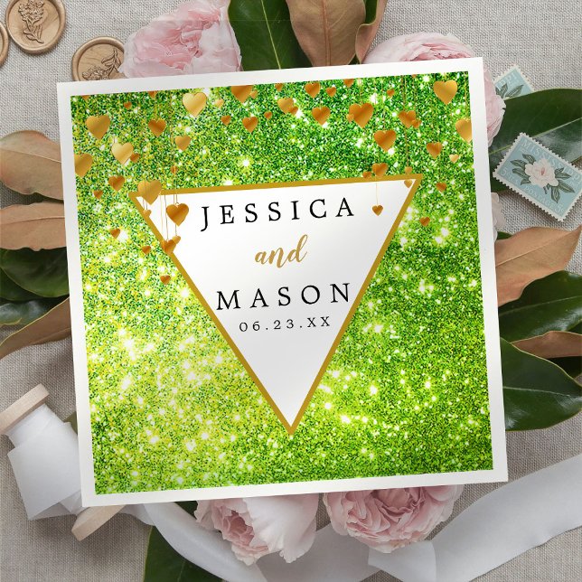 Guardanapo De Papel Casamento Esmagador Único Verde Elegante (Criador carregado)