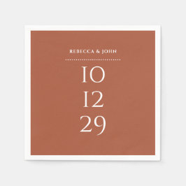 Guardanapo De Papel Casamento Especial de Data Terracotta Minimalista