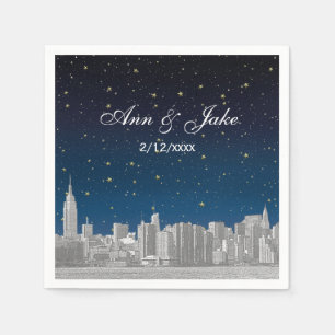 Guardanapo De Papel Casamento Estrelado Azul De Skyline NYC