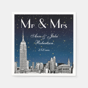 Guardanapo De Papel Casamento Estrelado Azul NYC Skyline NYC #2