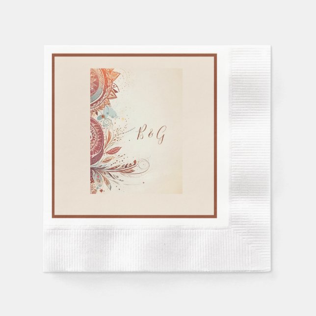 Guardanapo De Papel casamento étnico bege (Frente)