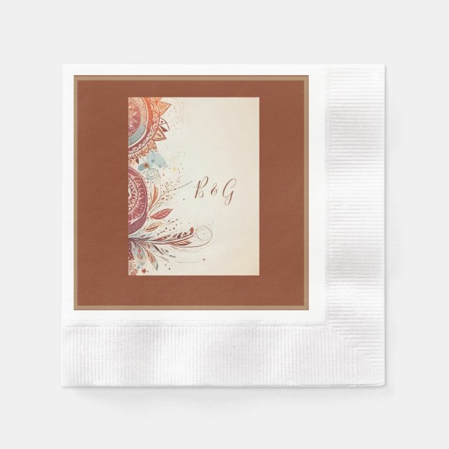 Guardanapo De Papel casamento étnico bege (Frente)