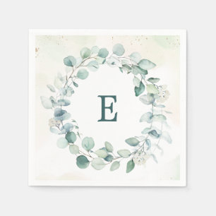Guardanapo De Papel Casamento Eucalyptus Greenery Wreath Monograma