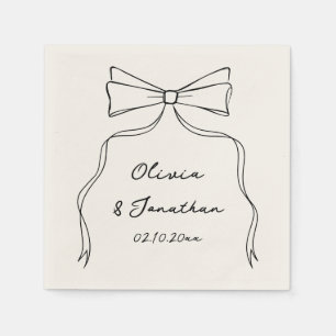 Guardanapo De Papel Casamento Excêntrico com Laço Preto Desenhado à Mã