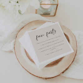 Guardanapo De Papel Casamento "Fatos Divertidos" com Letra Moderna Beg