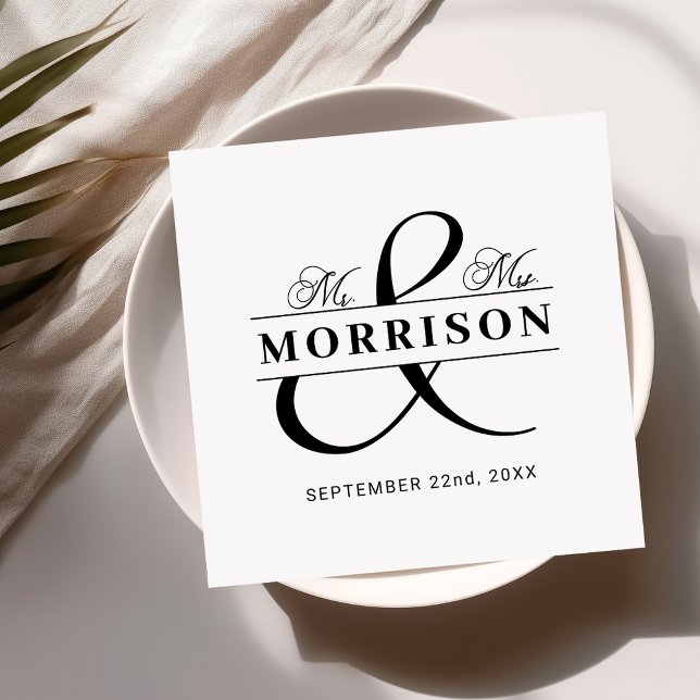 Guardanapo De Papel Casamento Favor Sr. Sra. Black White (Criador carregado)