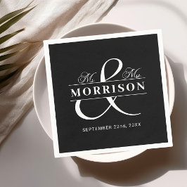 Guardanapo De Papel Casamento Favor Sr. Sra. Black White