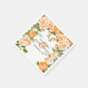 Guardanapo De Papel Casamento floral alaranjado botânico