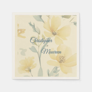 Guardanapo De Papel Casamento Floral Amarelo Suave Amarelo-Pálido