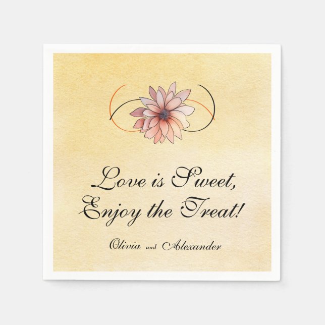 Guardanapo De Papel Casamento Floral Aquarela Terracota Amarelo (Frente)