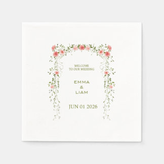 Guardanapo De Papel Casamento Floral Arco Rosa Bege Rústico Vintage