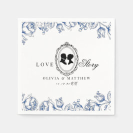 Guardanapo De Papel Casamento Floral Azul da Era Regência