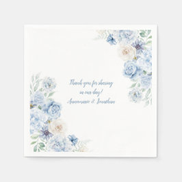 Guardanapo De Papel Casamento Floral Azul e Branco Napkins