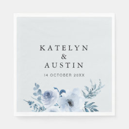 Guardanapo De Papel casamento floral azul empoeirado