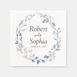 Guardanapo De Papel Casamento Floral Azul Empoeirado