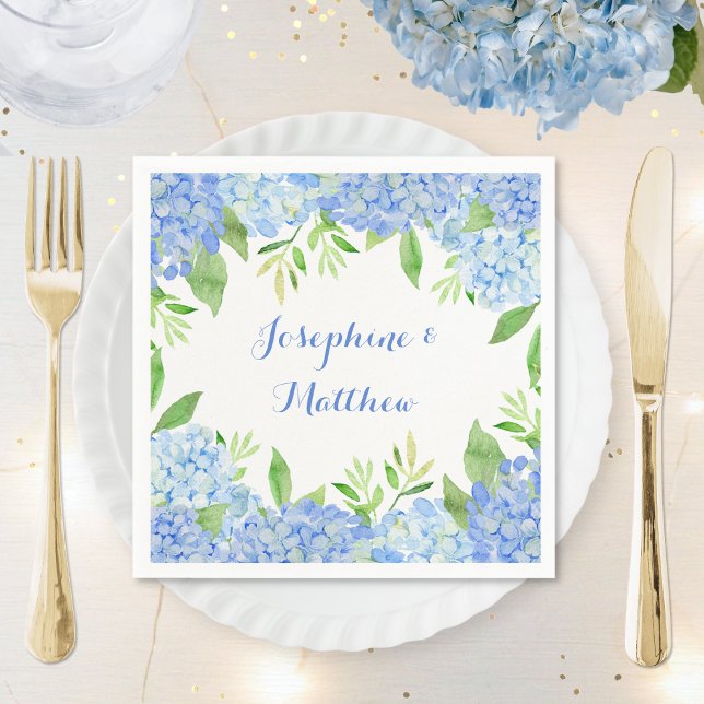 Guardanapo De Papel Casamento Floral Azul Hydrangea (Criador carregado)