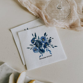 Guardanapo De Papel Casamento Floral Azul Moderno Napkin
