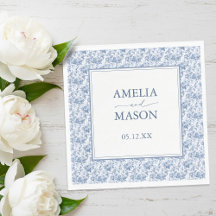 Casamento Floral Azul Vintage Toile Vitoriana