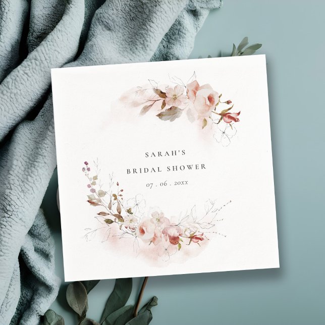 Guardanapo De Papel Casamento Floral Bege Marsala Outono Escuro (Criador carregado)