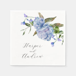 Guardanapo De Papel Casamento Floral Blue Watercolor