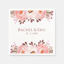 Guardanapo De Papel Casamento Floral Blush com Nomes Personalizados