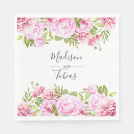 Guardanapo De Papel Casamento Floral Blush Pink Peony Greenery