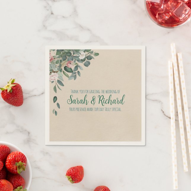 Guardanapo De Papel Casamento Floral Blush Sage (Insitu)