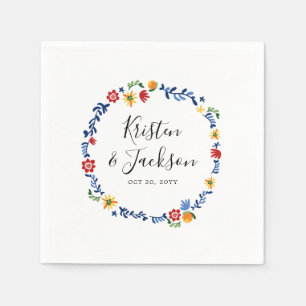 Guardanapo De Papel Casamento floral bordado