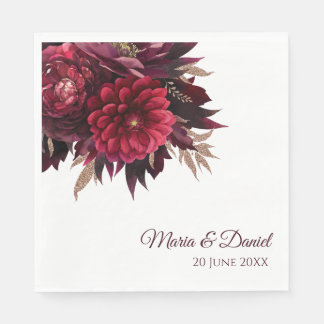 Guardanapo De Papel Casamento Floral Borgonha