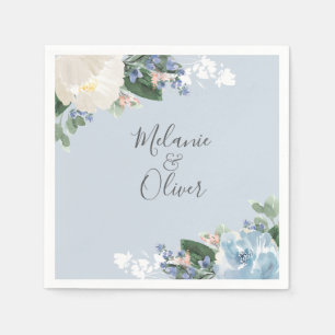 Guardanapo De Papel Casamento Floral Botânico Azul Claro Nápoles
