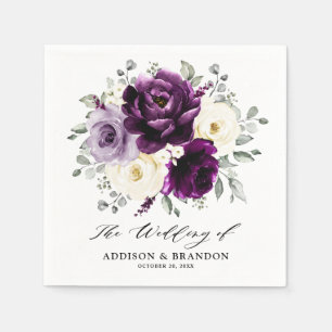 Guardanapo De Papel Casamento Floral Branca De Púrpura De Pera De Marf