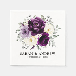Guardanapo De Papel Casamento Floral Branca De Púrpura De Pera De Marf