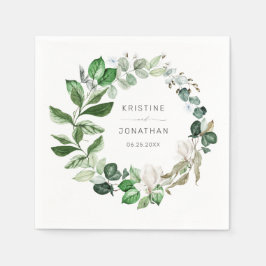 Guardanapo De Papel Casamento Floral Branca de Sage Greenery Wreath
