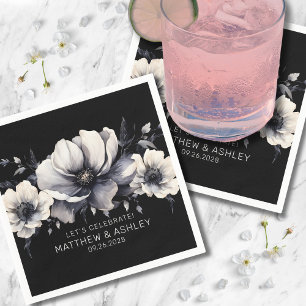 Guardanapo De Papel Casamento Floral Branco Moderno Elegante