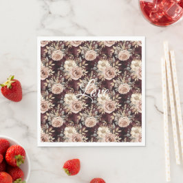 Guardanapo De Papel Casamento Floral Burgundy Red Blush