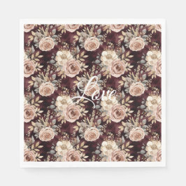 Guardanapo De Papel Casamento Floral Burgundy Red Blush