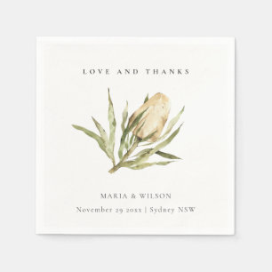 Guardanapo De Papel Casamento Floral Cento Nativo Banksia Watercolor