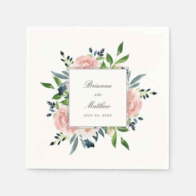 Guardanapo De Papel Casamento Floral Charm Watercolor (Frente)