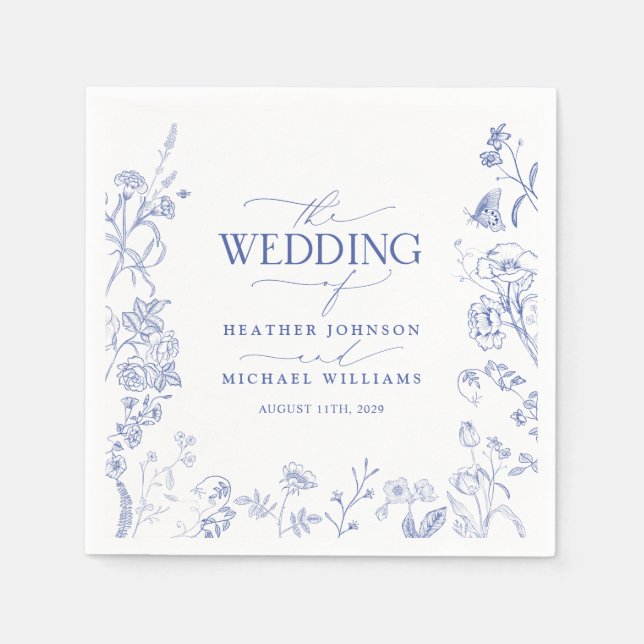 Guardanapo De Papel Casamento Floral Chinoiserie French Blue Victorian (Frente)