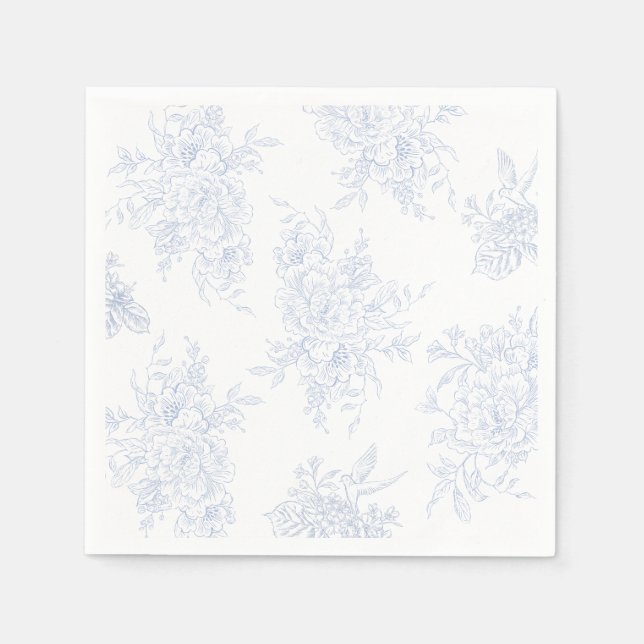 Guardanapo De Papel Casamento Floral Chintz Chinoiserie Blue Toile (Frente)