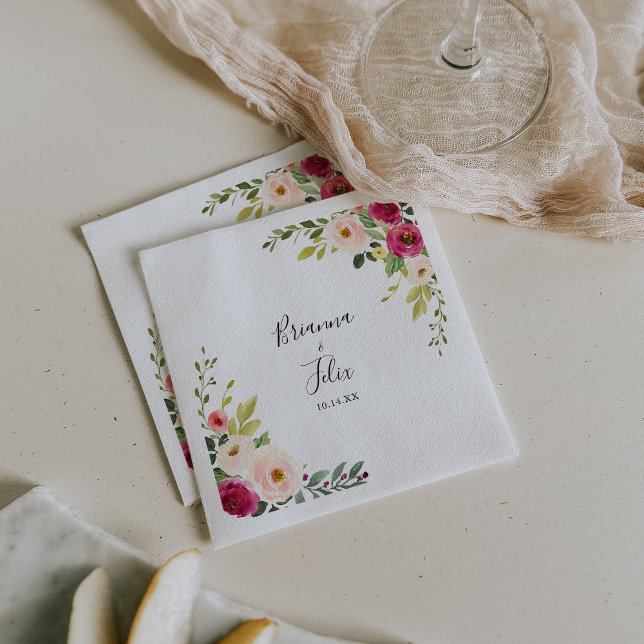 Guardanapo De Papel Casamento Floral Cinza-Verde Blush Napkin (Criador carregado)