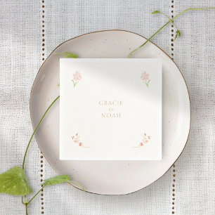 Guardanapo De Papel Casamento Floral Cinzento-Quente e Feriado