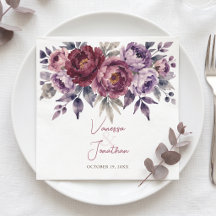 Casamento Floral com Aguarela Burgundy Ameixa Escu