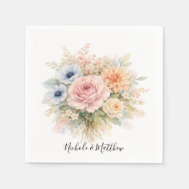 Guardanapo De Papel Casamento Floral com Aquarela Suave