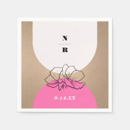 Guardanapo De Papel Casamento Floral com Arca Rosa Monograma