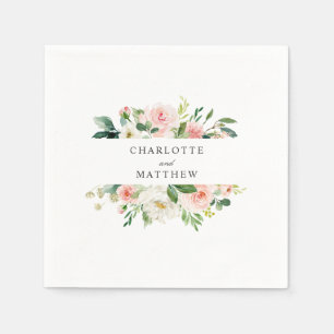 Guardanapo De Papel Casamento Floral Cor-de-Água Rosa