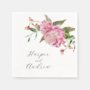 Guardanapo De Papel Casamento Floral Cor de Água Rosa