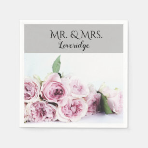 Guardanapo De Papel Casamento Floral Cor-de-Rosa Personalizado Sr. & S