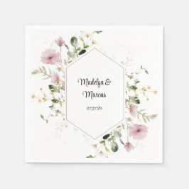 Guardanapo De Papel Casamento Floral Cor-de-Rosa Suave Pastel Napkins